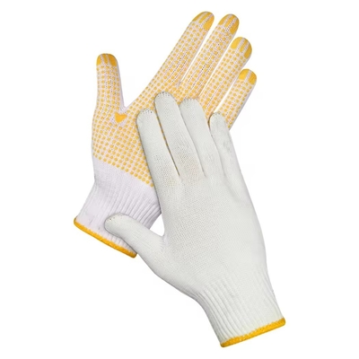 Wholesale Price Work Nylon PVC Polka Dots Gloves Knit White Cotton Personal Safety Gloves